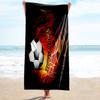 1PC Custom Name Soccer Ball Fire Beach Towel Highly Absorbent And Sand-Resistant Towel for Swimming, Pool, Yoga, And Travel Lightweight