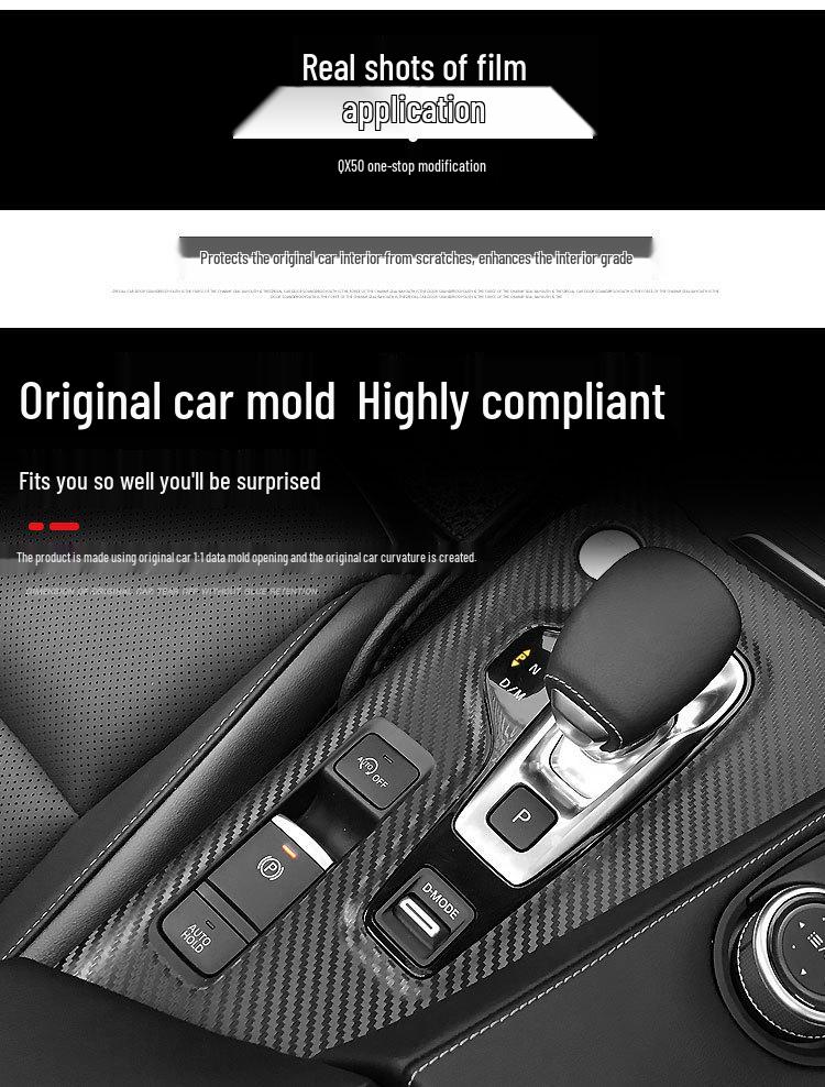 18-20 Infiniti QX50 Wnętrze Naklejka z włókna węglowego odporna na zarysowania na drzwi