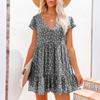 Women's Striped Shirt Dress Short Sleeve Button Front Casual Loose Fit Dress