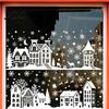 Holiday Home Window Ornament 2Pcs Christmas Town Static Glass Sticker, Reusable Decal with Snowflake Indoor Outdoor Stickers Pattern, Decorative