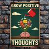 Vintage Iron Wall Art, Colorful Brain Floral Poster for Positive Thinking, Rustic Office Decor