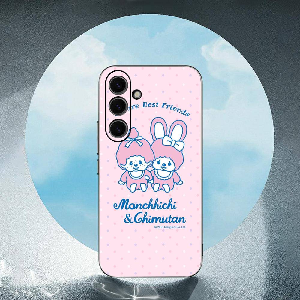 Klasyczny Popularny M-MonchhichiS Do Samsung Galaxy S25 S24 S23 Ultra S22 S21 Plus S20 Czarny Miękki Silikonowy Pokrowiec Ochronny