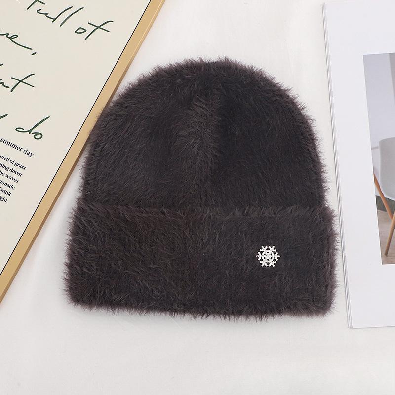 Women's Plush New Korean Knitted Hat for Autumn and Winter Versatile Warm Ear Protection Thickened Fashionable Wool Hat