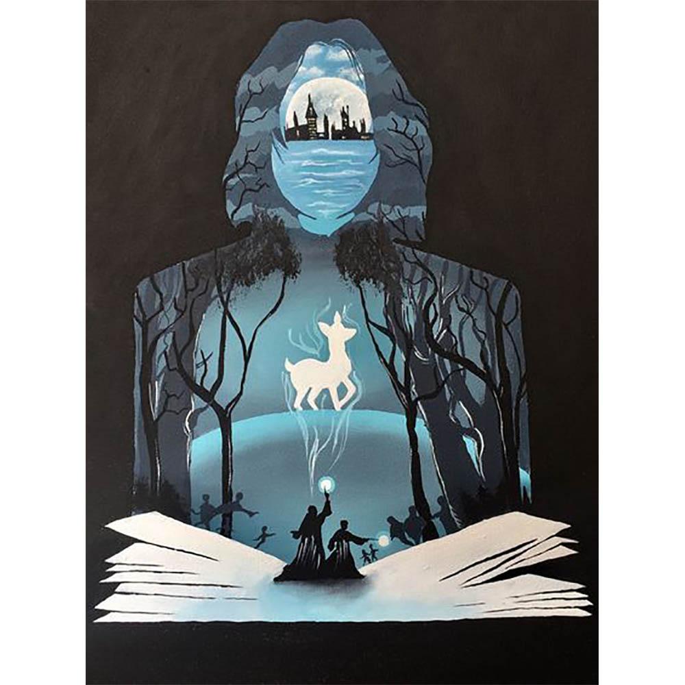 Handmade DIY Harry Potter Round Diamond Painting Kit Magician Cross Embroidered Deer Eagle Lion Diamond Mosaic Decoration