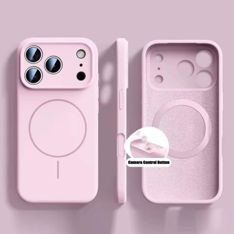 Liquid Silicone Magsafe Case for iPhone 17 Pro Max 17 Air Soft Magnetic Charing Cover for iPhone 13 14 15 16 Pro Max Plus