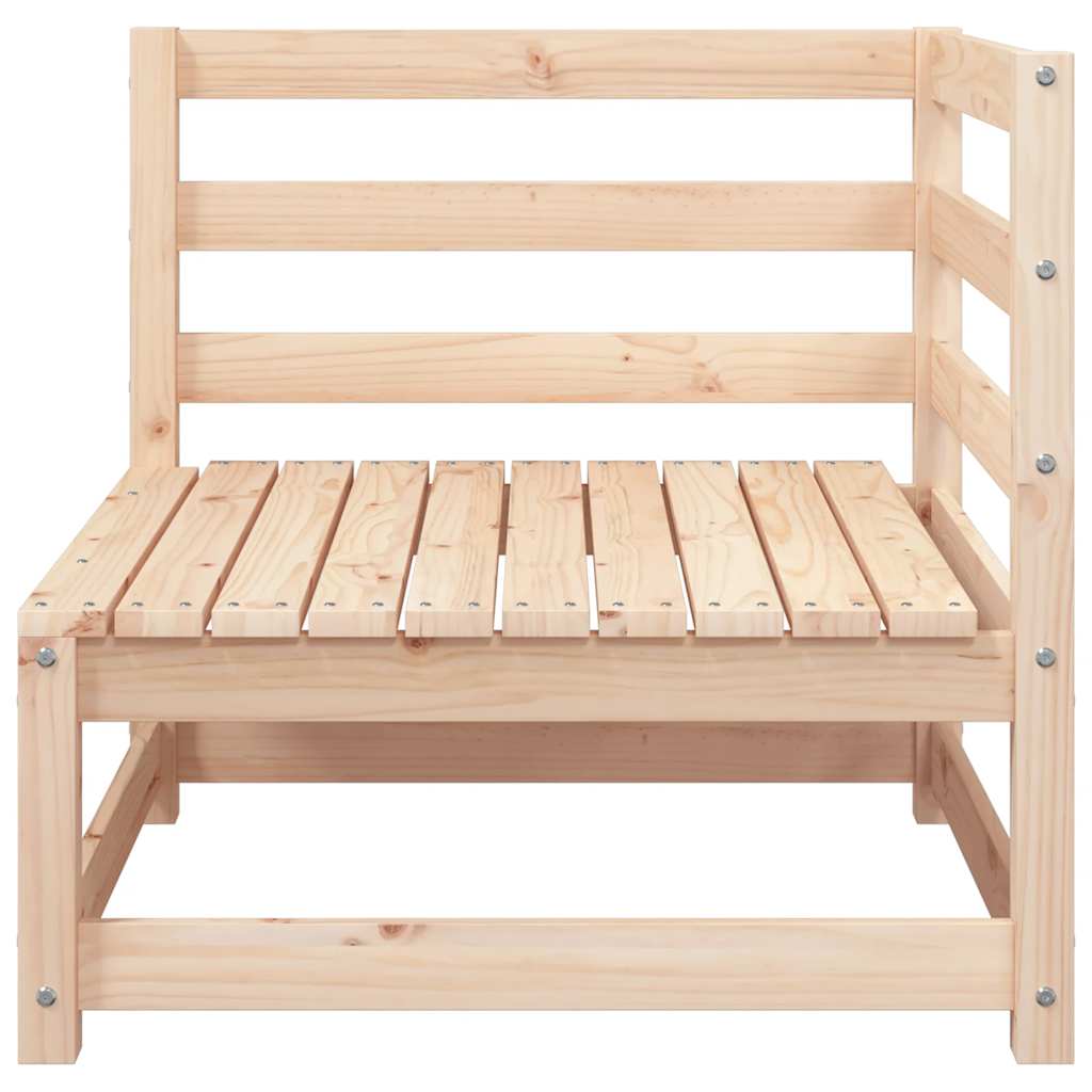 Ecksofa für den Außenbereich mit Kissen, Gartenstuhl und Hocker aus massivem Kiefernholz