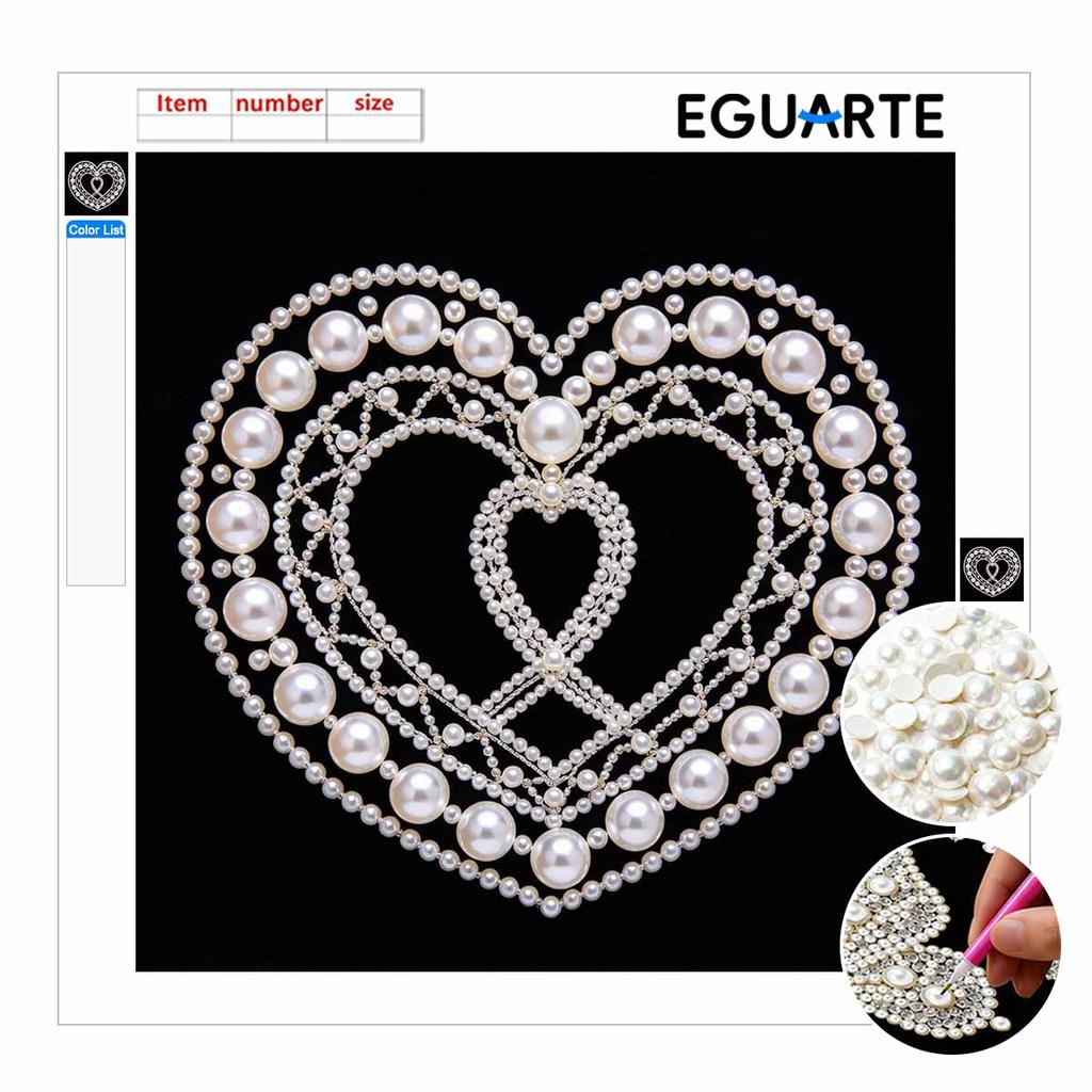 Heart Shape Pearl Art Kit with Frame 3D Shiny Bead Canvas Relaxing Craft Living Room Decor for Home Wall Art Display Projects DIY Handmade