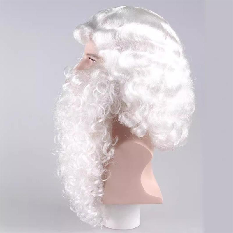 Santa Costume with Santa Beard, Santa Hat, Santa Wig for Adult Cosplay, Christmas Santa Costume Decoration for Women Men