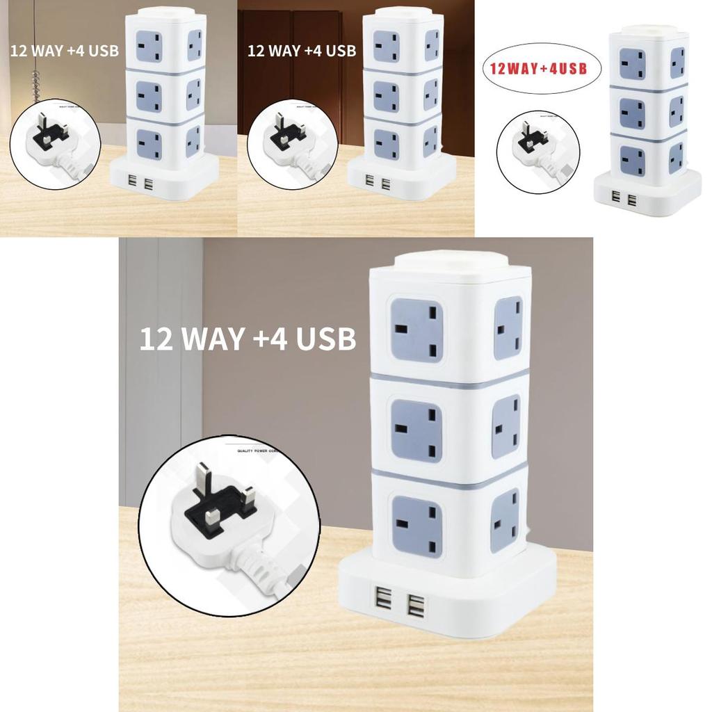 Reliable Uk Standard Vertical Power Strip With Multiple Usb Ports For Home And Office Use