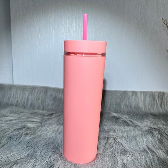 500ml Skinny Tumbler with Lid And Straw Double Wall Sippy Cup BPA-Free Tumblers