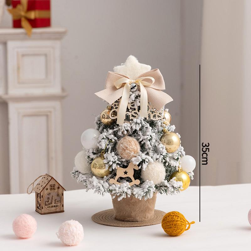 35/45/60Cm Diy Christmas Tree With Led Lights Desktop Ornaments Handmade Artificial Xmas Tree New Year Gift Home Office Decor