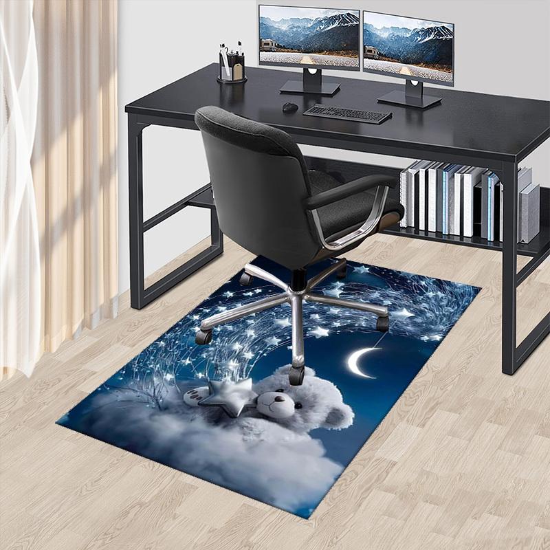 

1pc Adorable Teddy Bear with Stars Chair Mat Anime Cartoon Design, Non Slip Carpet for Office Chairs 60cm by 90cm