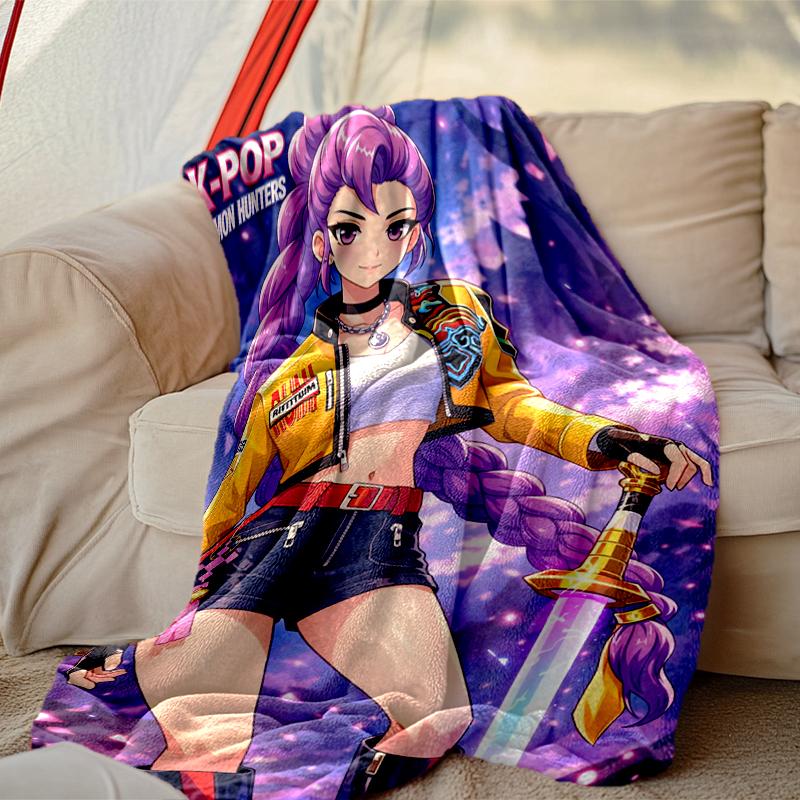 1pc Kpop Demon Hunters Blanket, Super Cozy Printed Home Blanket, All-Season Warmth