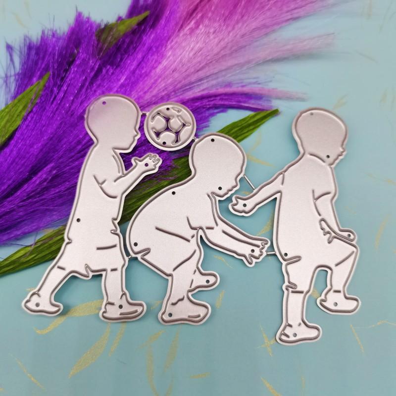 Children Playing Football Metal Cutting Dies Craft Embossing Scrapbooking Stamps for Card Making Decor