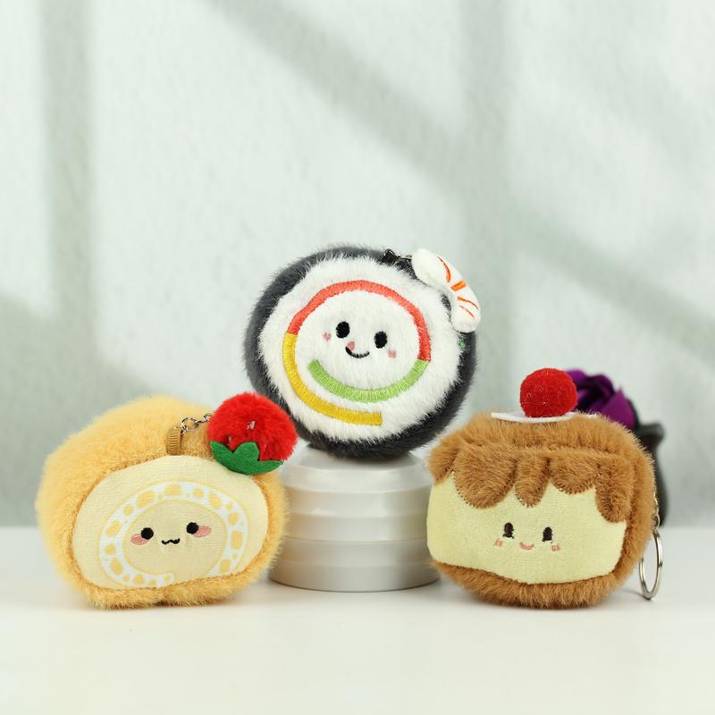 Mini Snack Burger Pendant Plush Toy Doll Sushi French Fries Bread Food Key Holder Horn Bag Pendant Keychain