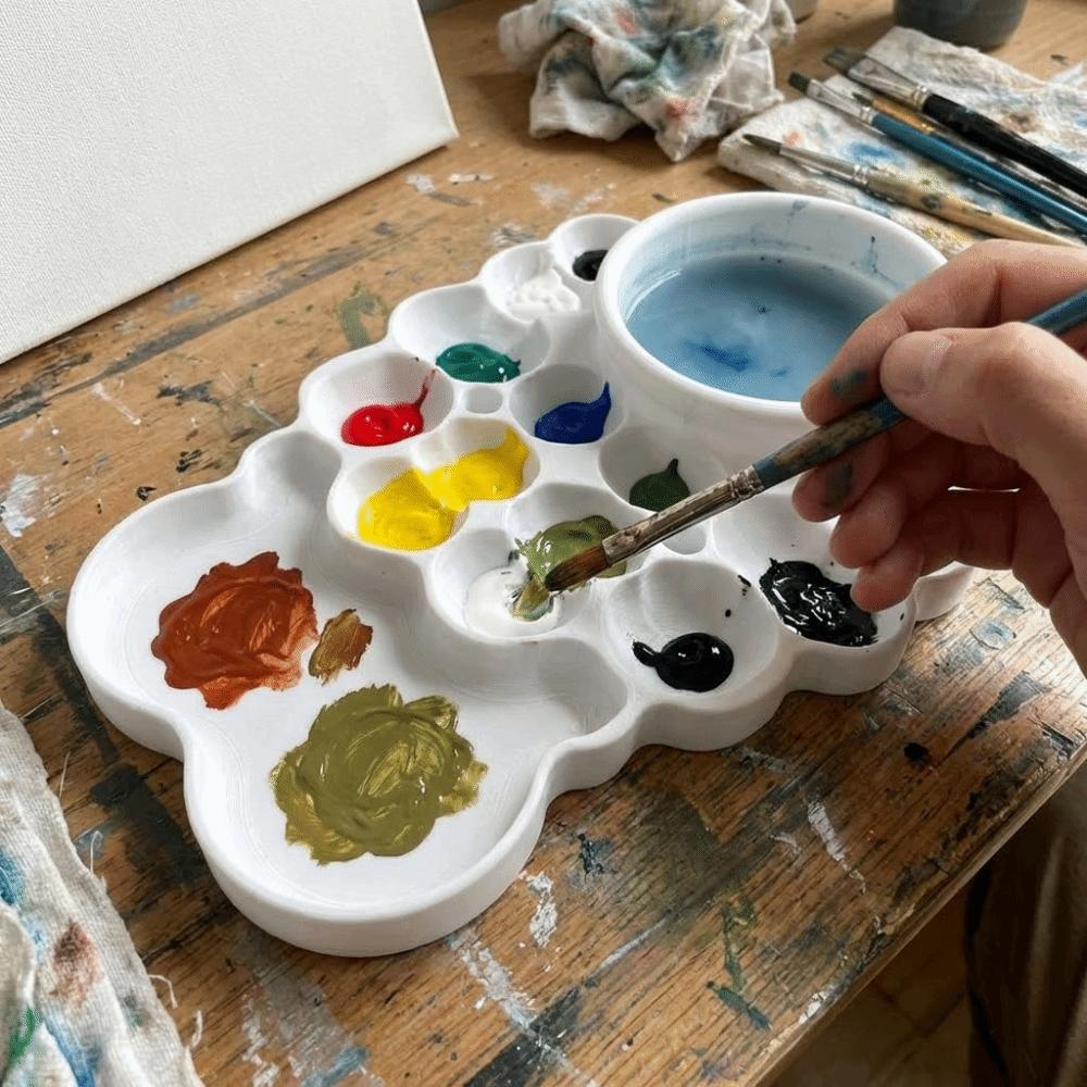 Multiple Compartments Painting Palette Reusable Paint Pigment Tray Color Mixing Pallet  Student