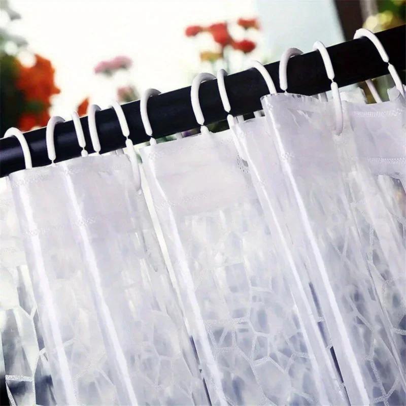 1Set Waterproof Bathroom Shower Curtain Transparent Bathroom Curtain with Hooks Thickened Bathing Sheer Wide Bath Curtain.