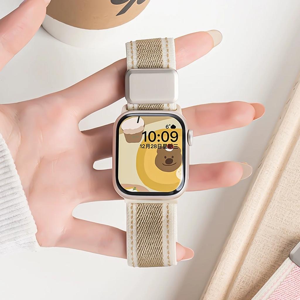 Stijlvolle Nylon Magnetische Band Voor Apple Watch 10 Ultra 9 8 7 Schattige Band Voor iwatch 42mm 46mm 49mm 45 41 40 42 44 38