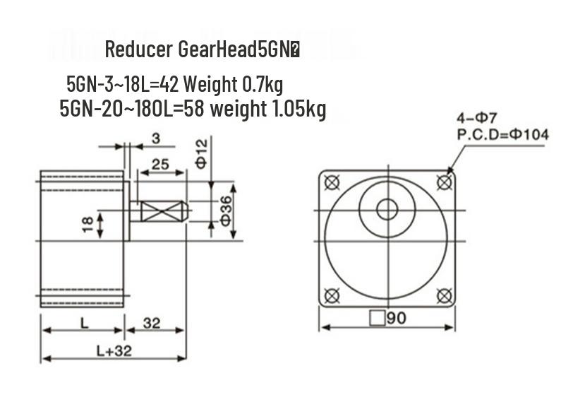 Tianli 220V 40W Single-Phase AC Variable Speed Geared Motor with 5GU Gearbox, 15mm Shaft, M540-502