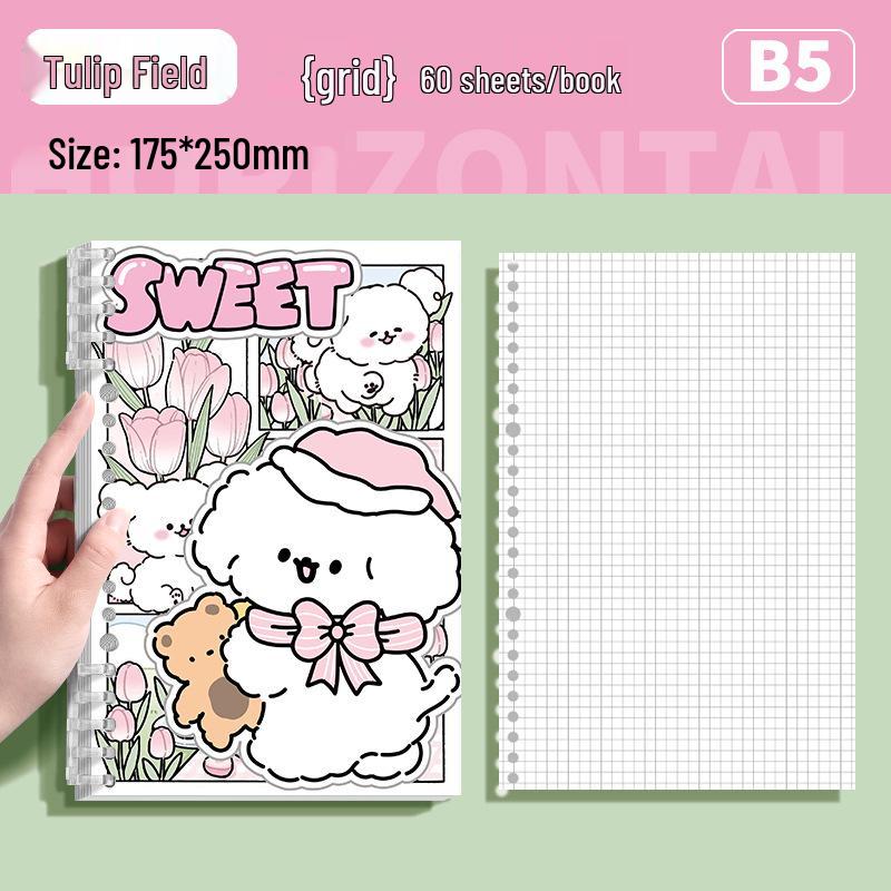 Puppy Paradise Cute Cartoon Loose-Leaf Notebook - Comfortable, Detachable, Ideal for Students