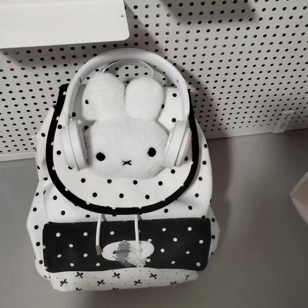 Schoolbag Cute Cartoon Rabbit Black and White Contrasting Color Backpack Casual Going Polka Dot Backpack Casual Travel Polka Dot Backpack