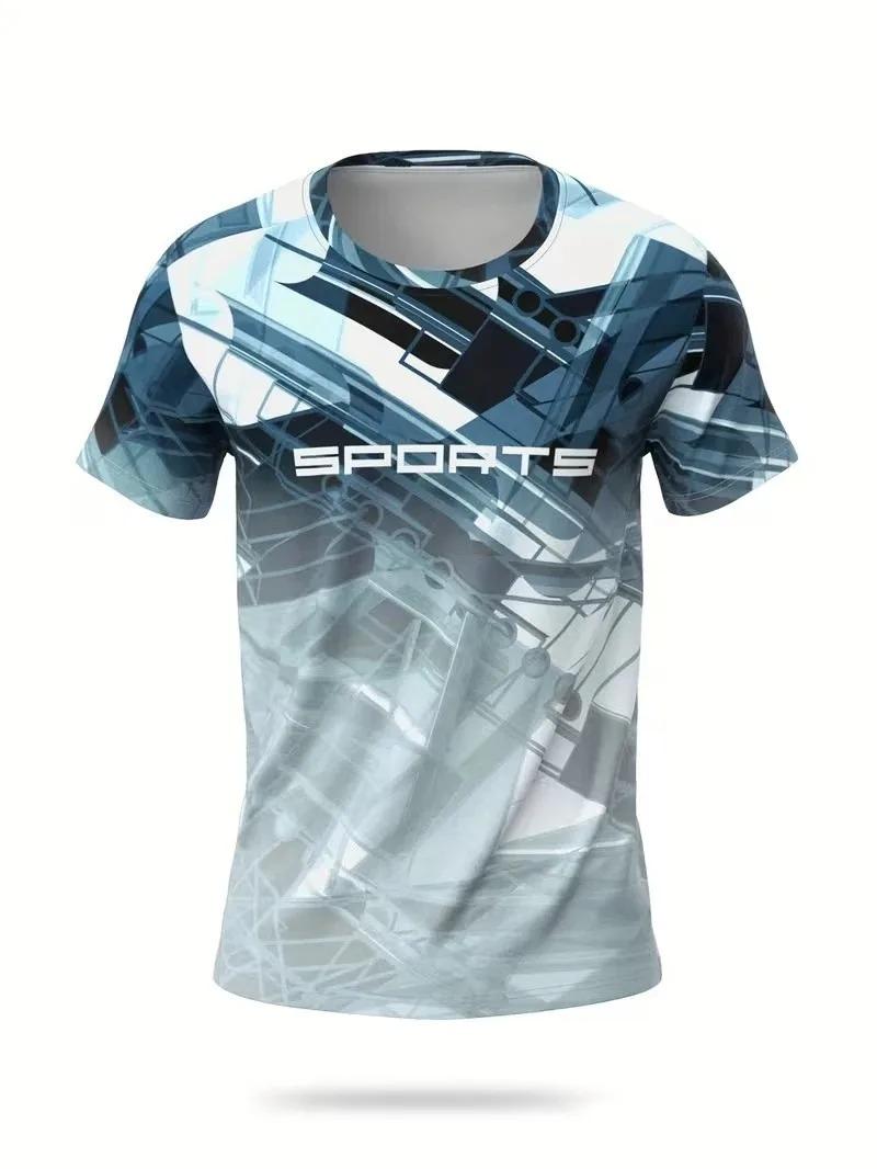 

2026 New 3D Printed Color Block Sports T Shirt Quick Dry Breathable Crewneck Top Fitness Running Training Wear for Adults Kids XXXL коричневий
