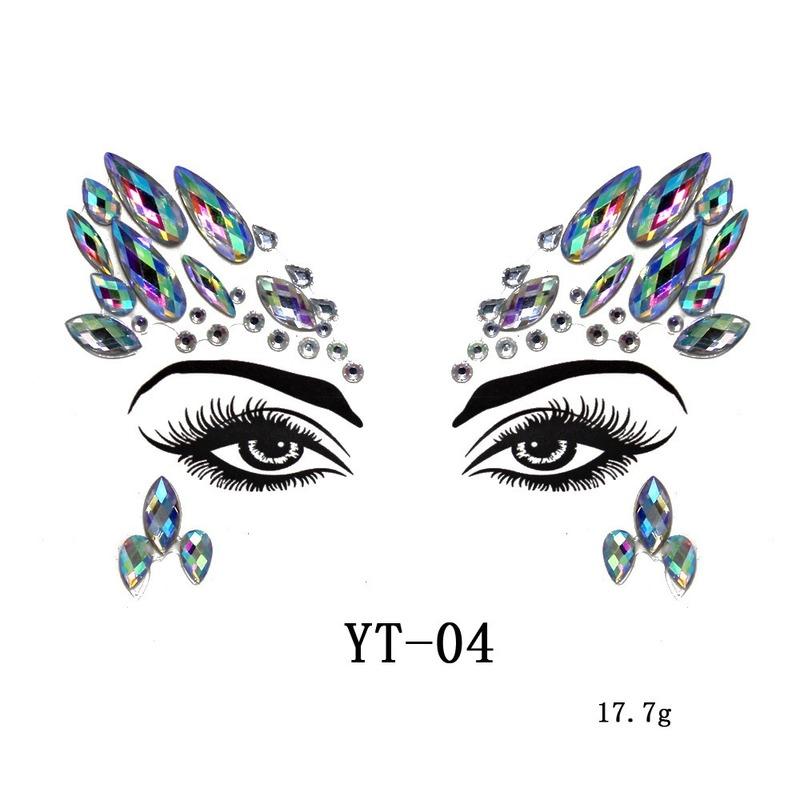 1Pcs 3D Crystal Face Stickers Decoration Face Eye Stickers Chest Sticke Glitter DIY Jewelry Festival Party Temporary Tattoo Stickers for Women
