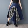 Übergröße High Waist Denim Vintage Patchwork Sommer Lässig Locker Lang für Damen Röcke Damenrock