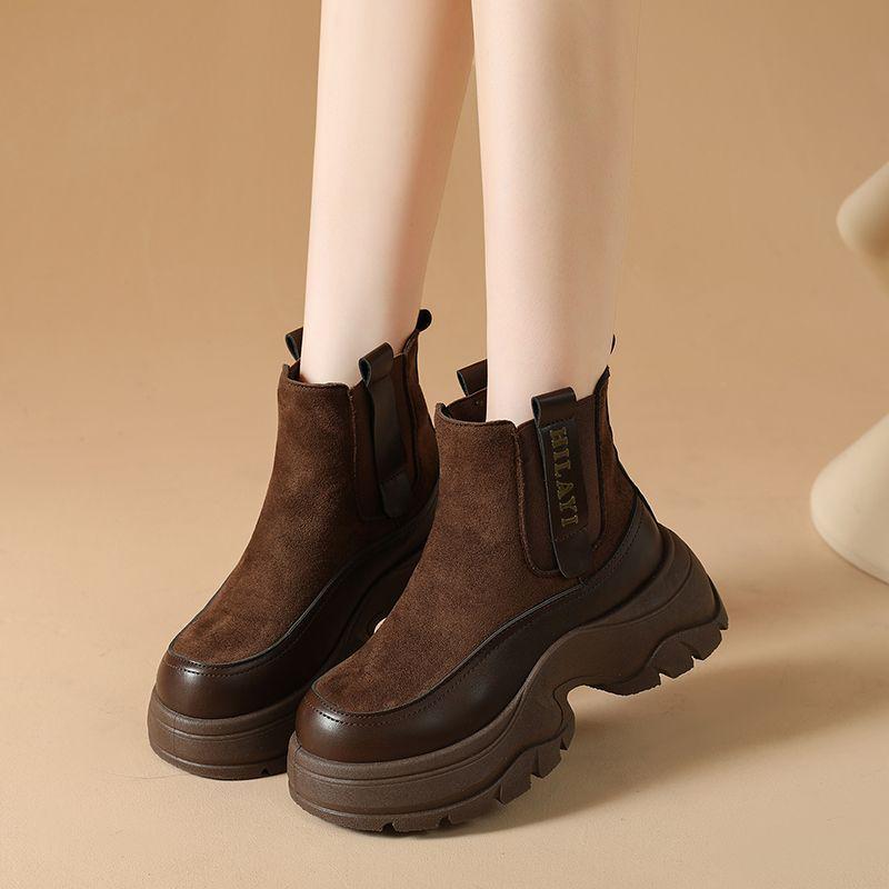 

Women s Winter Velvet-Lined Thick-Soled Height-Increasing Slim Chelsea Ankle Boots Default