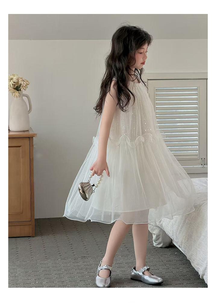 Girls' Dress 2026 Summer New Style Girls' Mesh Vest Princess Dress Children's Summer Dress Rich Family Heiress Feeling Skirt