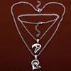Mens Women Couple I Love You Rhinestone Heart Pendant Chain Necklace Jewelry AVE