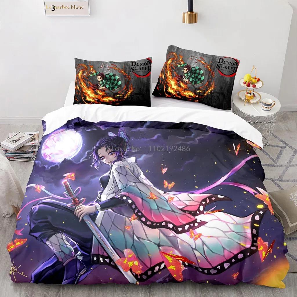

Популярный комплект постельного белья Demon Slayer с принтом аниме, пододеяльник, наволочки, комплект для детской комнаты, товары для дома оптом US Full 200x230cm
