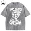 Teure Talks Back Trinken Totenköpfe Design Damen Gewaschene Löcher T-Shirts Rundhals Sport T-Shirt Locker Sommer Oberteile Baumwolle