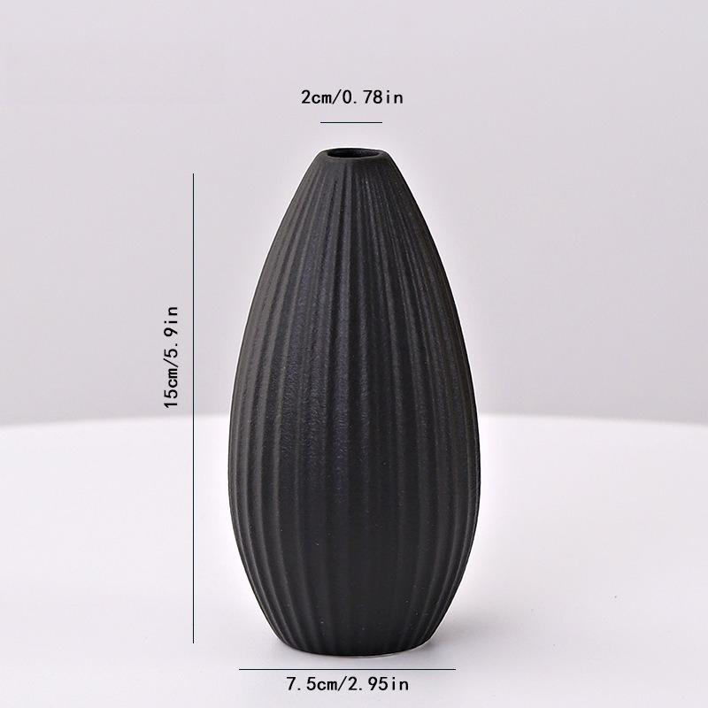 

1pc Modern Black Ceramic Vase Boho Minimalist Decor Grass Flower Vase Nordic Style for Living Room Table Office Shelf Florero