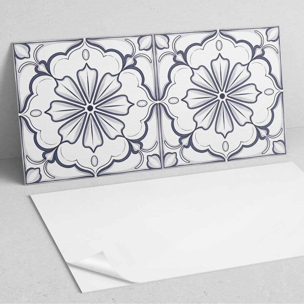 Printed Vinyl Panel - Bedroom Decoration 100x50 Cm Floral Pattern On the Tile