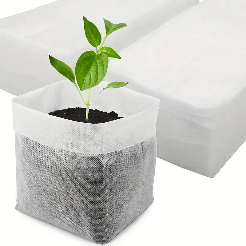 100/200pcs Biodegradable Seed Nursery Bags Non-Woven Plants GrowBags Fabric Seedling Pots Plants Pouch Home Garden Supply