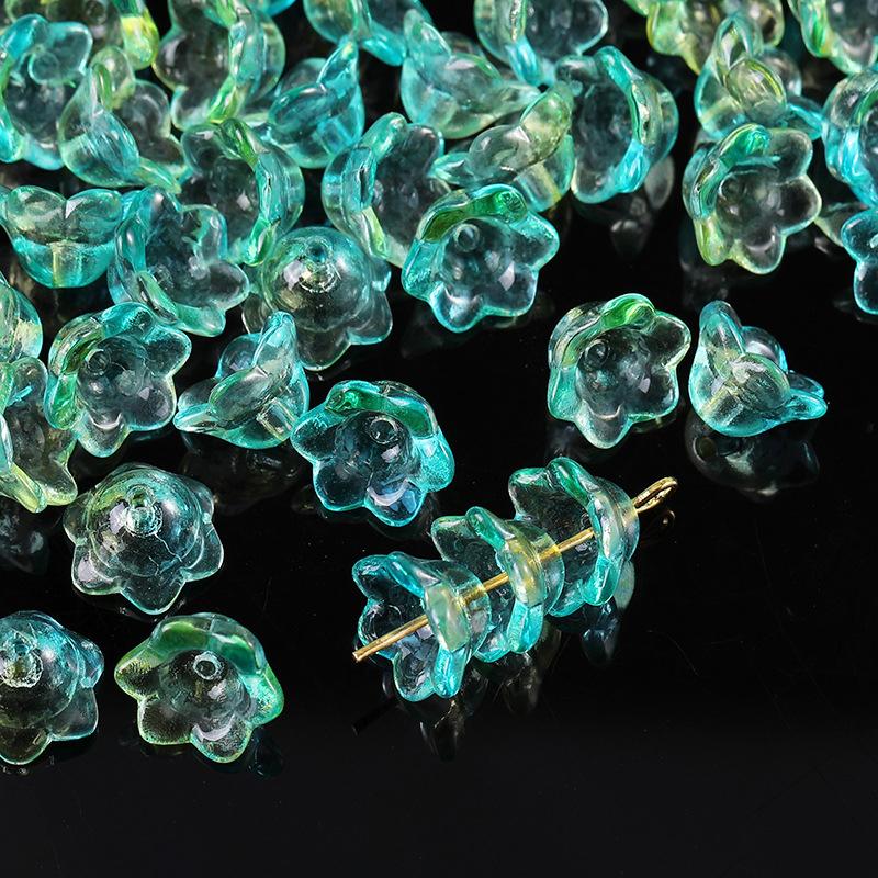 50Pcs/Bag 7X12Mm Colorful Bellflower Lampwork Beads Caps Glass Spacer Beads For Jewelry Making Diy Handmade Bracelets Hairpin