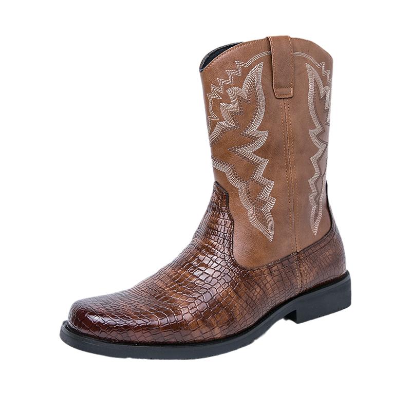 Fashion Hot Selling Western Cowboy Boots Europe America Fashionable Winter High Top Shoes for Men’s British Style Men's Motorcycle Boots