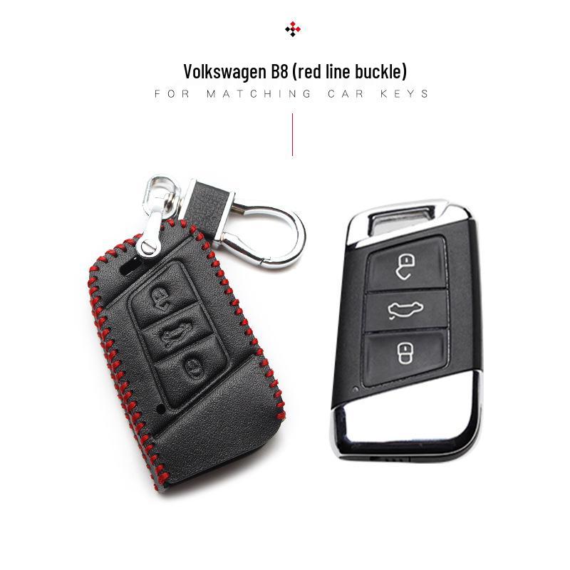 Key Case for Volkswagen: Compatible with 2017+ Magotan, Golf B8, Passat, Tiguan, Lavida, Bora - Genuine Leather