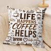 Coffee Typography Cushion Cover Pillow Case Short Plush Square Throw Pillow Covers Pillowcase Sofa Home Decor Gift