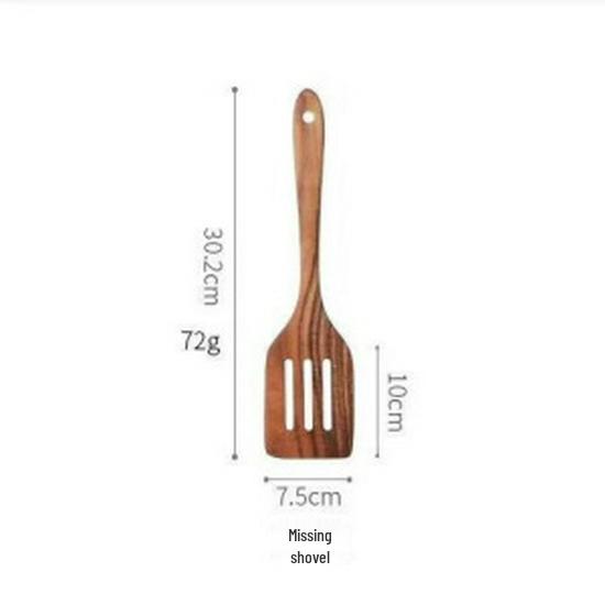 Non-Stick Pan Special: Teak & Acacia Wood Spatula, Stir-Fry Set, Salad Fork & Slotted Spoon