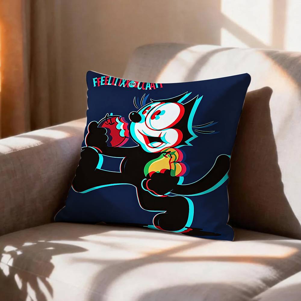 Vintage Animation Character FFelix The Cat   Pillow Case Pattern Printed Pillowcase For Living Room Sofa Cushion Cover
