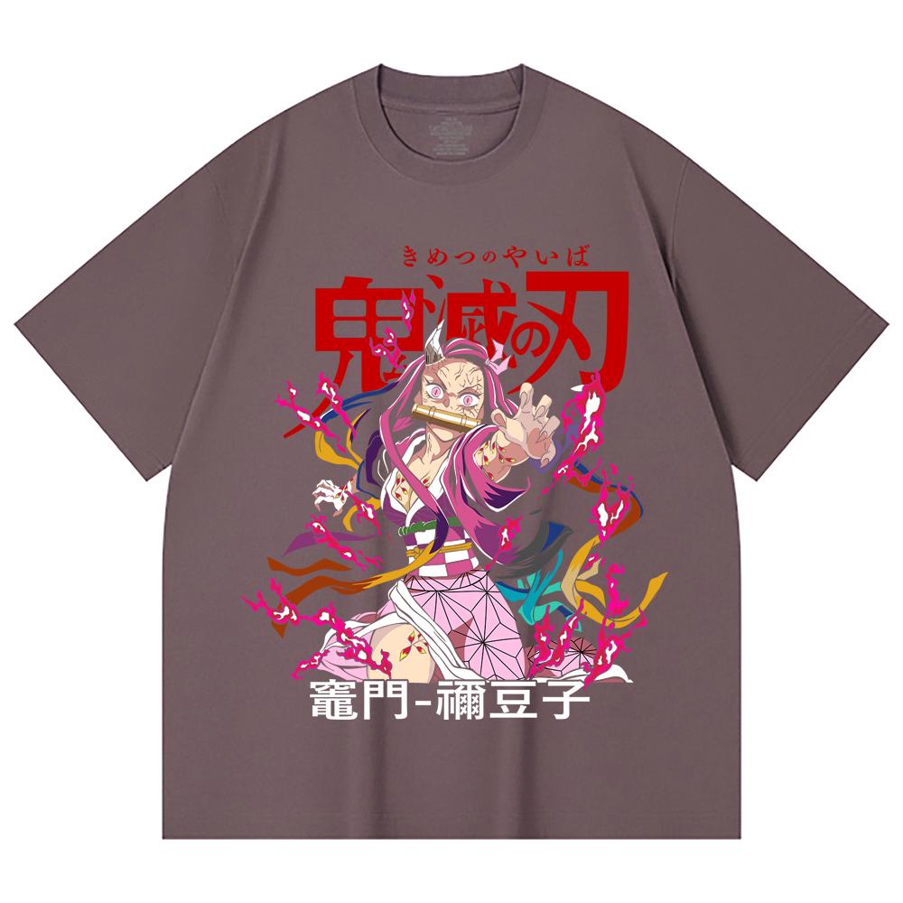 230 Gsm 100% Cotton Demon Slayer V72 Nezuko Print Unisex Heavy Cotton T Shirt