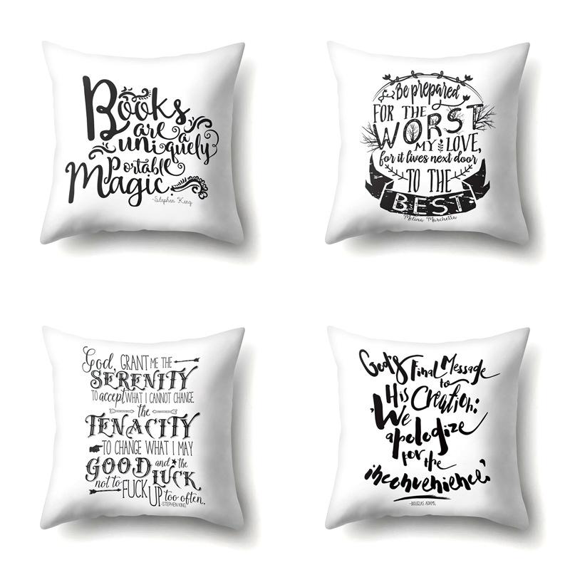 Nordic Style Ins Illustration Graffiti Polyester Pillowcase Car Decoration Home Printed Waist Rest Pillowcase