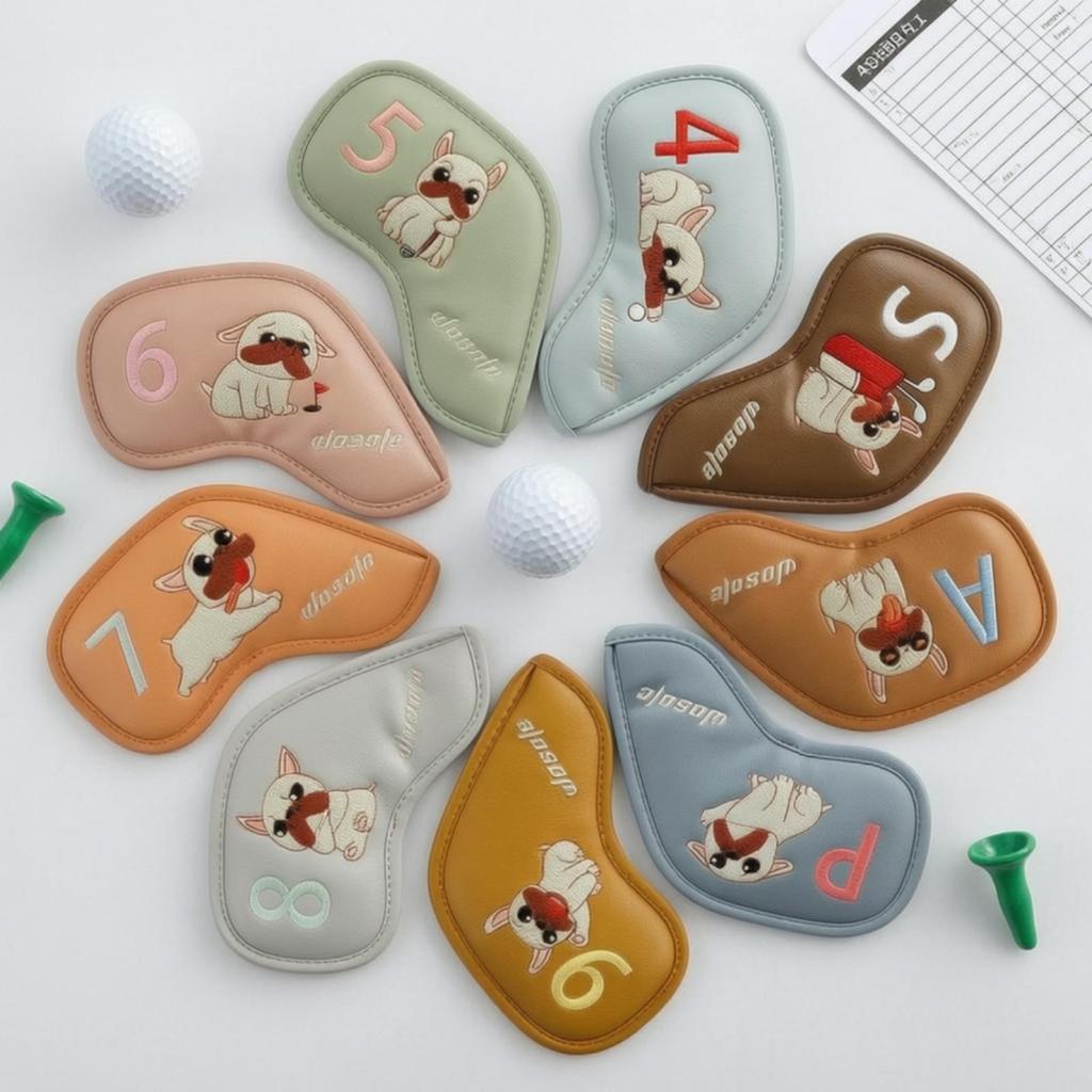 9 Pieces Golf Iron Headcover Set Snug-Fit Sporting Goods Wipe-Clean for Travel
