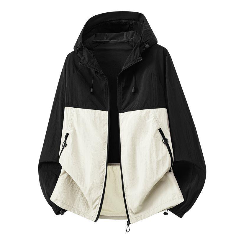 Men's Summer Loose-Fit Color Block Ice Silk Sun Protection Jacket UPF50+