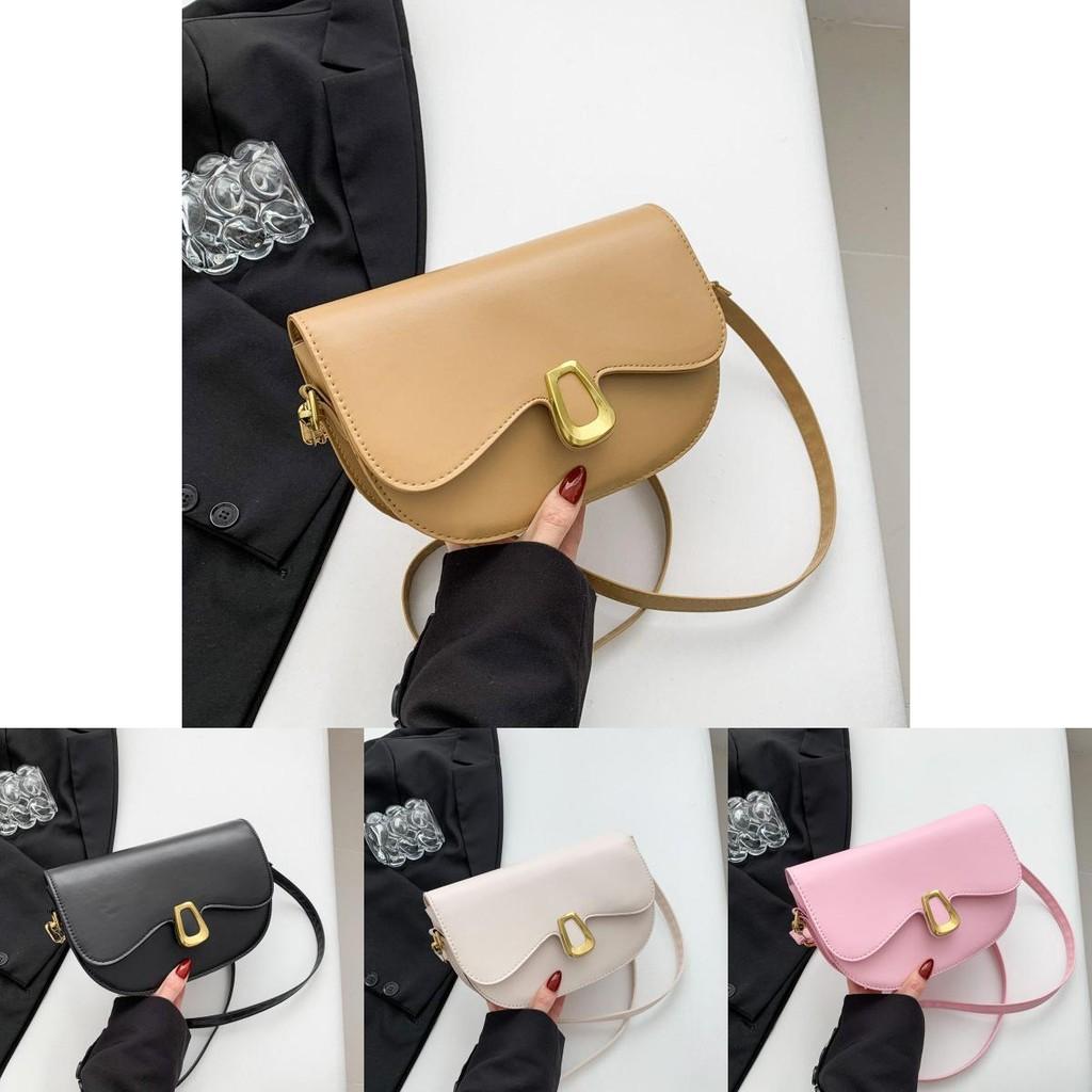 Stylish Winter Women's Saddle Bag Fashionable Crossbody Purse In Black Beige Pink Khaki