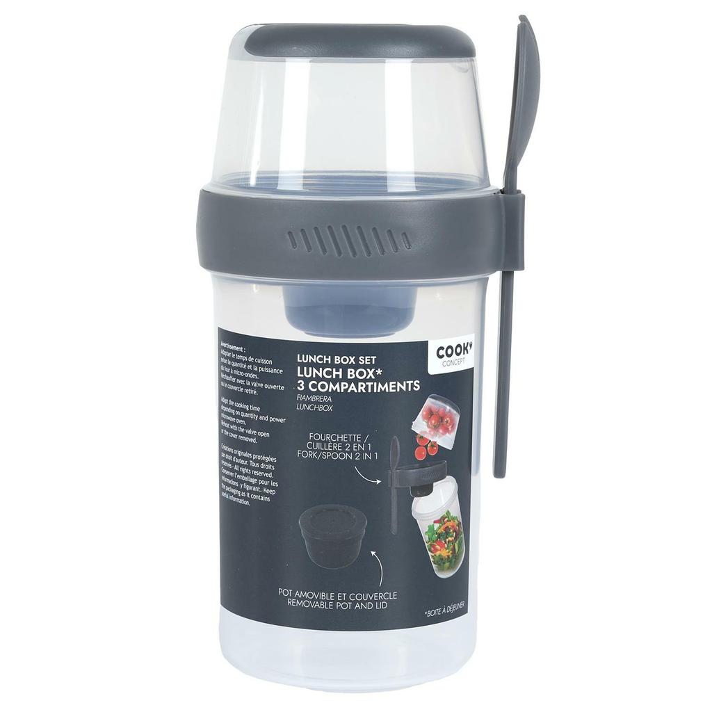 Lunch Box With 3 Compartments 1L Blue With Spoon/Fork