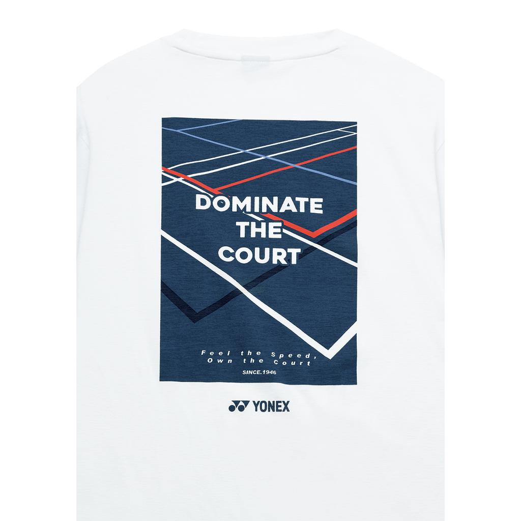 YONEX 253Ts039U White Unisex Coat Line Graphic Short Sleeve T-Shirt