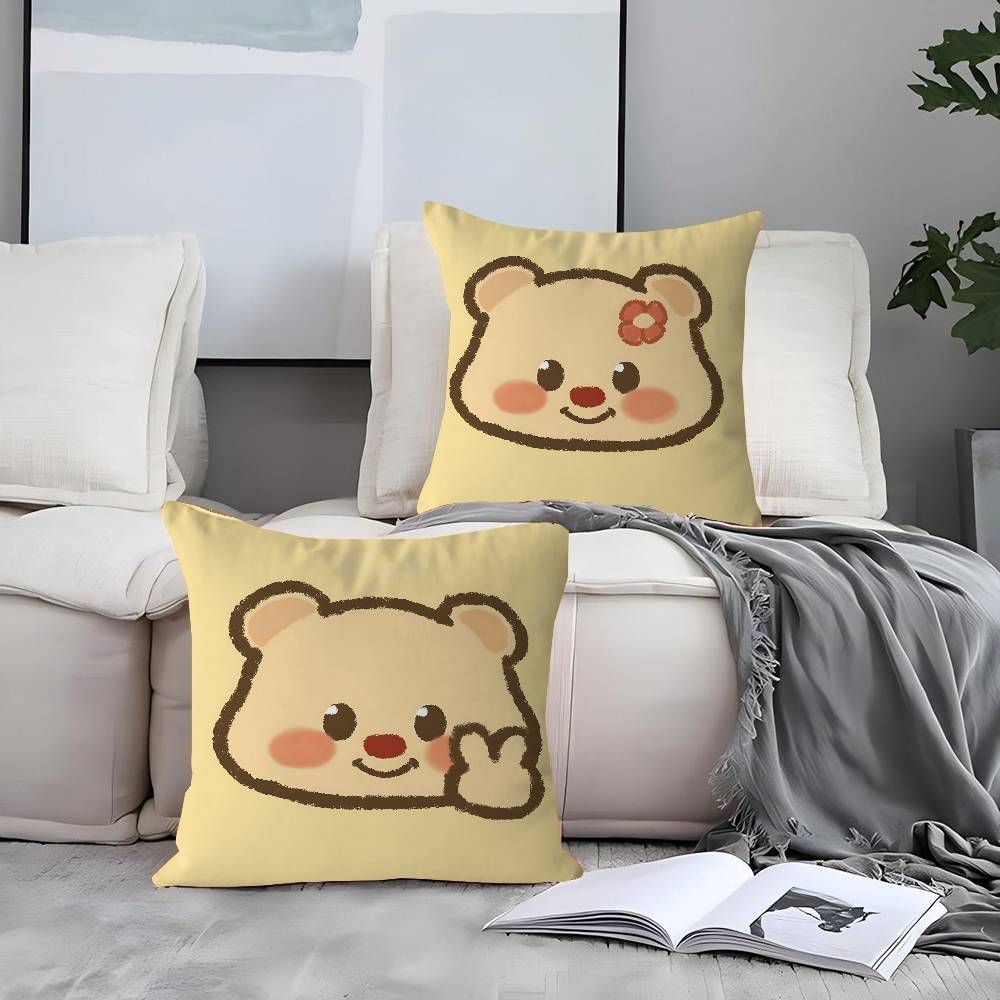 CUTE Butter Bear Pillowcase Toon Gift Cushion Cover Bedroom Home Sofa Chair Seat Decor Pillow Case